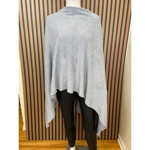 Barefoot Dreams Women's Sweater Poncho Asymmetrical Cozy One Size Plus Blue